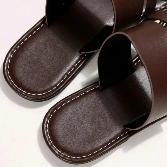 Women Criss Cross Thong Sandals, Fashion Brown Flat Sandals