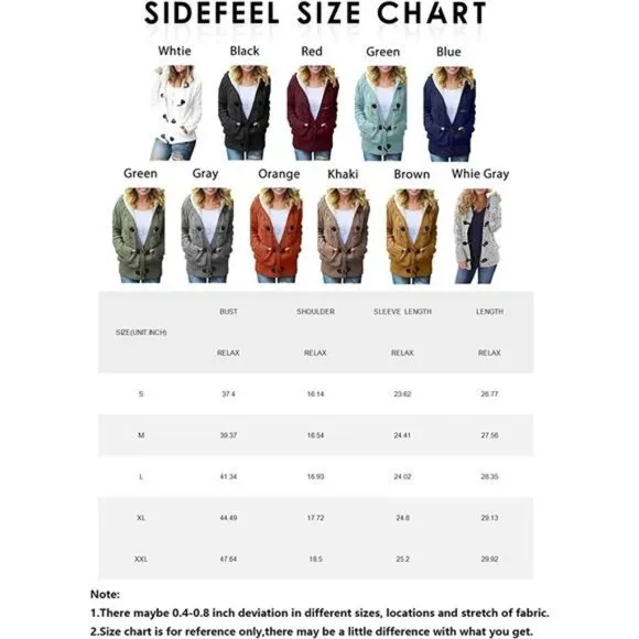 Women Hooded Knit Cardigans Button Cable Sweater Coat
