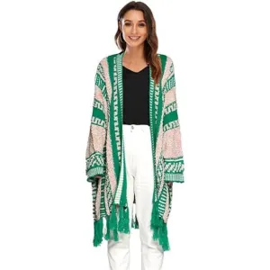 Women Long Sleeve Open Front Cardigan Fall Boho Tassel Cardigan Sweaters
