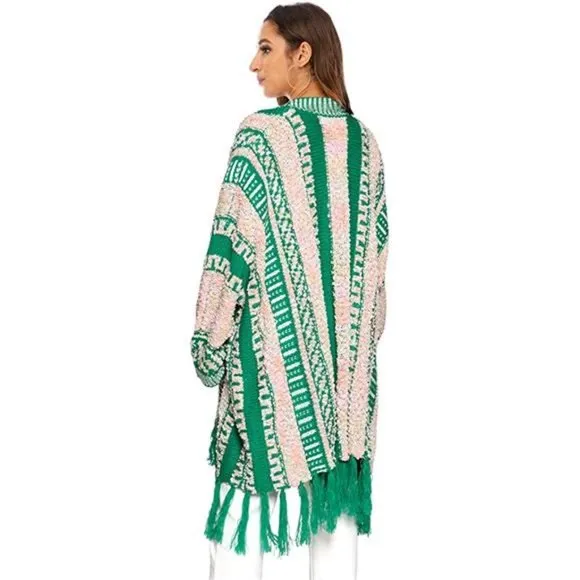 Women Long Sleeve Open Front Cardigan Fall Boho Tassel Cardigan Sweaters