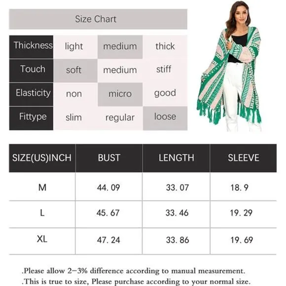 Women Long Sleeve Open Front Cardigan Fall Boho Tassel Cardigan Sweaters