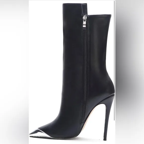 Women Retro Pointed Toe Ankle Booties High Stiletto Heel Side Zipper Black 9.5