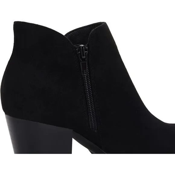 Women's Ankle Boots Round Toe Mid Block Heel Side Zipper Booties, Black