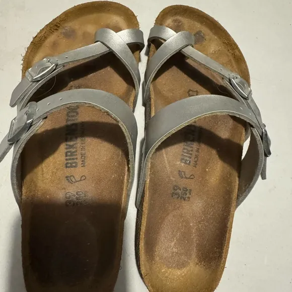 Women’s Birkenstock silver sandals size 39