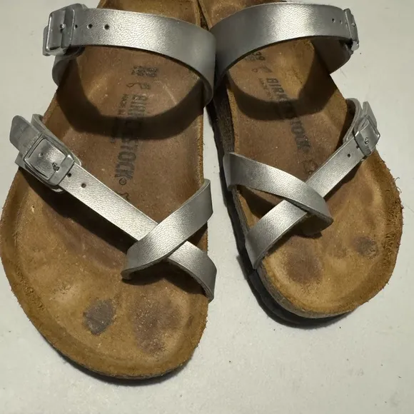 Women’s Birkenstock silver sandals size 39