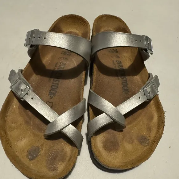 Women’s Birkenstock silver sandals size 39