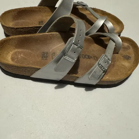 Women’s Birkenstock silver sandals size 39