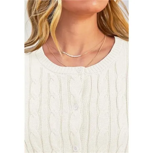 Women's Cable Knit Open Front Cardigan Sweaters Fall Long Sleeve Button