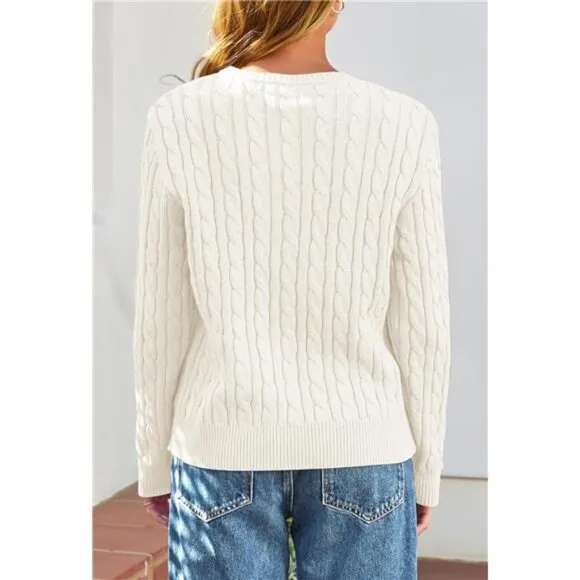 Women's Cable Knit Open Front Cardigan Sweaters Fall Long Sleeve Button