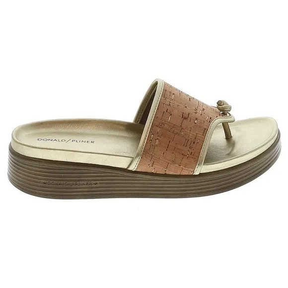 Women's Donald Pliner Sandals, Size 9.5M, Gold/Brown Leather
