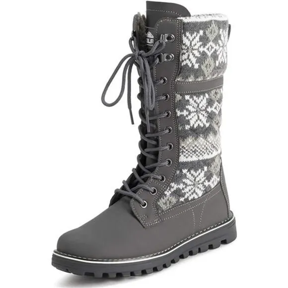 Womens Faux Fur Warm Thermal Waterproof Outdoor Walking Snow Winter Calf Boots
