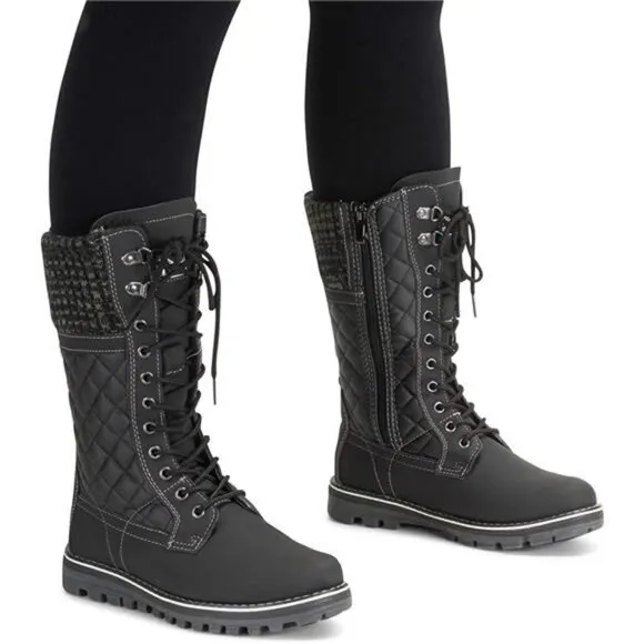 Womens Faux Fur Warm Thermal Waterproof Outdoor Walking Snow Winter Calf Boots
