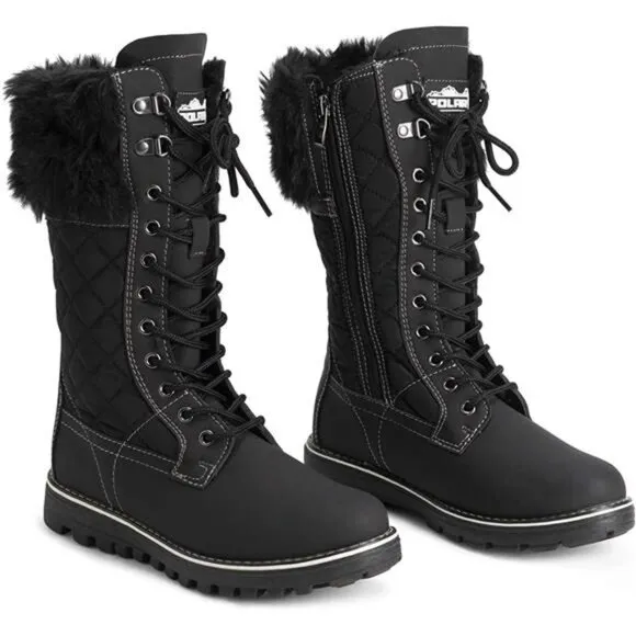 Women's Faux Fur Warm Thermal Waterproof Outdoor Walking Snow Winter Calf Boots