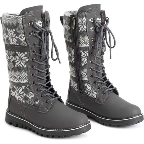 Womens Faux Fur Warm Thermal Waterproof Outdoor Walking Snow Winter Calf Boots