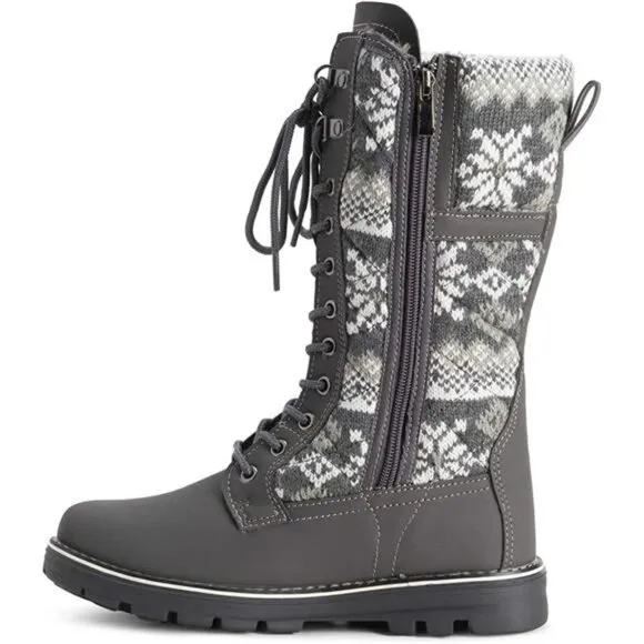 Womens Faux Fur Warm Thermal Waterproof Outdoor Walking Snow Winter Calf Boots