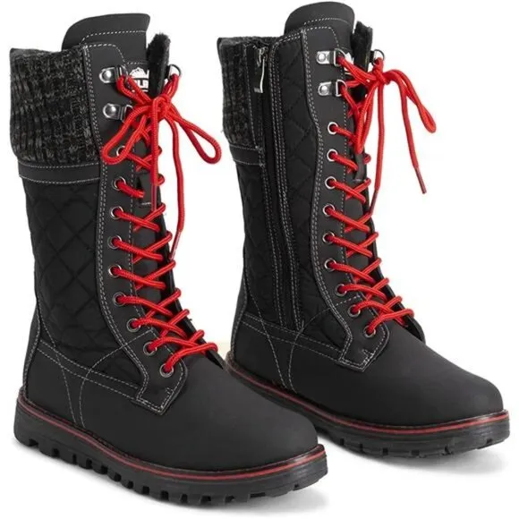 Women's Faux Fur Warm Thermal Waterproof Winter Rubber Sole Calf Boots