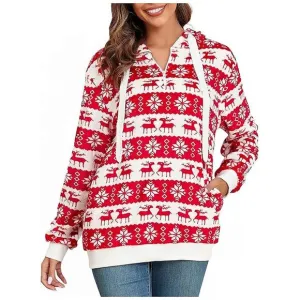 Women's Fuzzy Hoodies Sport Pullover Hoodie Christmas Deer