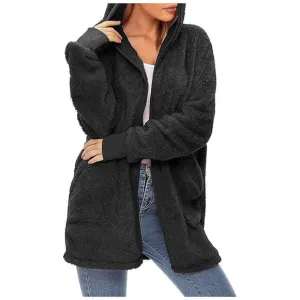 Women's Fuzzy Hoodies Sport Pullover Hoodie Z Cardigan Black