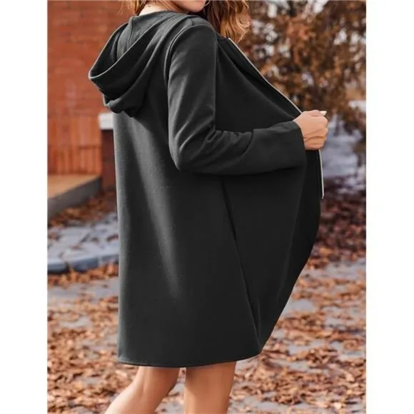 Women's Lightweight Zip-Up Hoodie-Oversized Tunic Sweatshirt Cardigan w/‎ Pocket