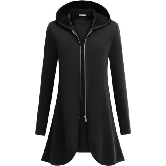 Women's Lightweight Zip-Up Hoodie-Oversized Tunic Sweatshirt Cardigan w/‎ Pocket