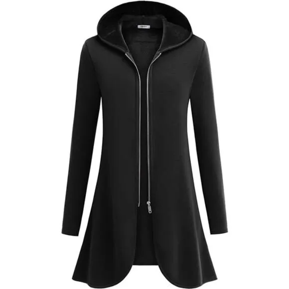 Women's Lightweight Zip-Up Hoodie-Oversized Tunic Sweatshirt Cardigan w/‎ Pocket
