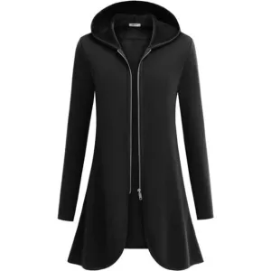 Women's Lightweight Zip-Up Hoodie-Oversized Tunic Sweatshirt Cardigan w/‎ Pocket