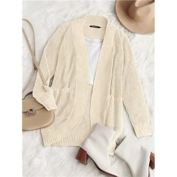 Womens Long Sleeve Open Front Cardigans Chunky Knit Draped Sweaters Outwear