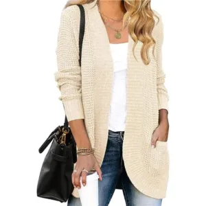 Womens Long Sleeve Open Front Cardigans Chunky Knit Draped Sweaters Outwear