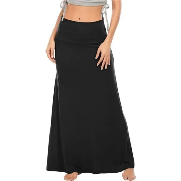 Womens Maxi Skirts Long Skirt for Women A Black