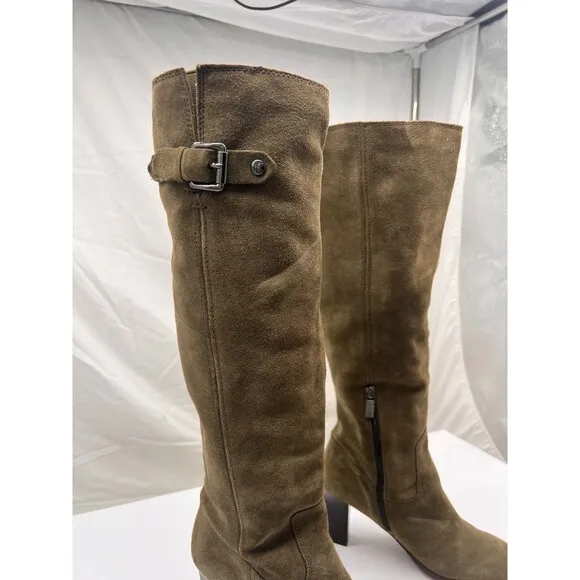 WOMENS MICHAEL KORS BURKE TALL WESTERN SIZE 6 M HEELED SUED BOOTS