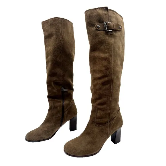 WOMENS MICHAEL KORS BURKE TALL WESTERN SIZE 6 M HEELED SUED BOOTS