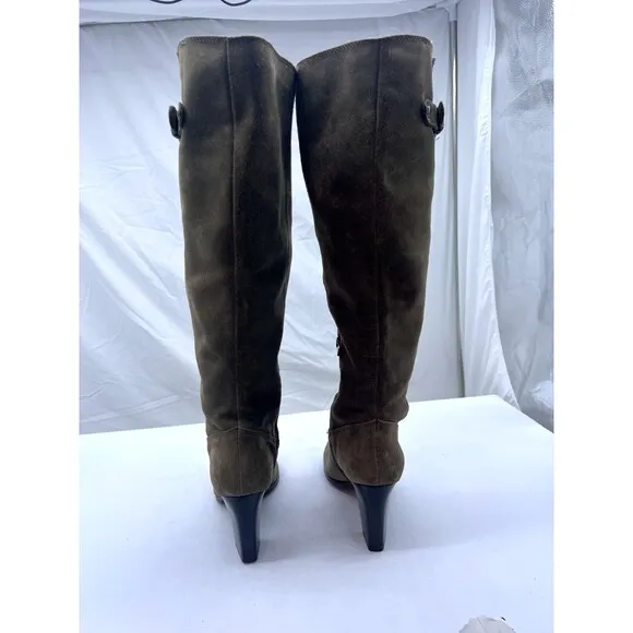 WOMENS MICHAEL KORS BURKE TALL WESTERN SIZE 6 M HEELED SUED BOOTS