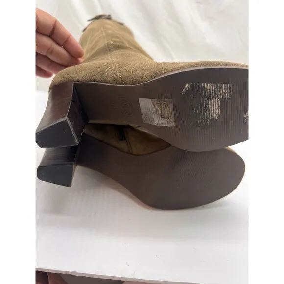 WOMENS MICHAEL KORS BURKE TALL WESTERN SIZE 6 M HEELED SUED BOOTS