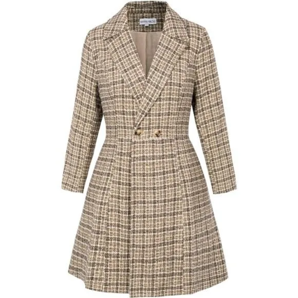 Women's Plus Size Wool Dress Coat Double Breasted Pea Coats Long Trench …