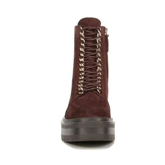 Women's Sam Edelman Lovrin Lace-Up Chain Combat Boots in Spiced Pecan Size 9