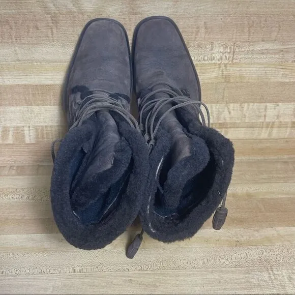Women's Cole Haan Brown Faux Fur Lace Boots Heel 6.5 B Preowned
