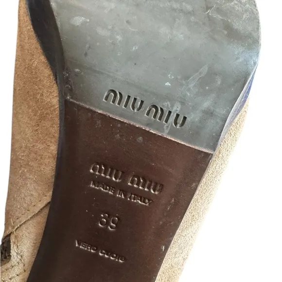 Y2k Miu Miu indie sleaze taupe suede knee high slouch boots Sz 39