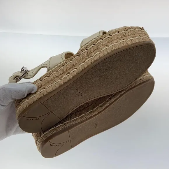 Y2K Vintage PRADA beige suede Espadrille Sandals
