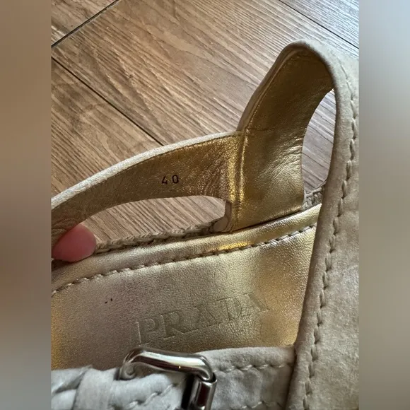 Y2K Vintage PRADA beige suede Espadrille Sandals