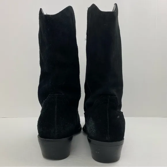 Yellow Box size 7.5 Women’s Black Suede Red Rhinestone Star Western Boots