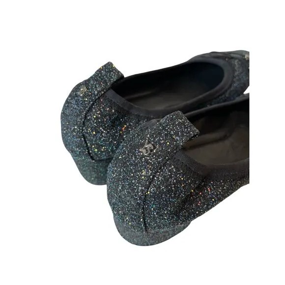 Yosi Samra G Black Rainbow Glitter Block Heel Shoes Size 10