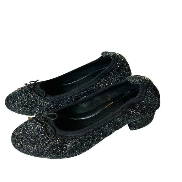 Yosi Samra G Black Rainbow Glitter Block Heel Shoes Size 10