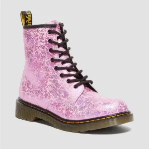YOUTH 1460 CRINKLE PINK METALLIC LACE UP BOOTS Size 2