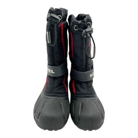 Youth Sorel Flurry Snow Winter Boot Sz US  1 EUR 32 BLACK RED $70 MSRP