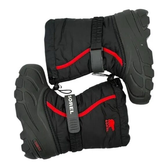Youth Sorel Flurry Snow Winter Boot Sz US  1 EUR 32 BLACK RED $70 MSRP