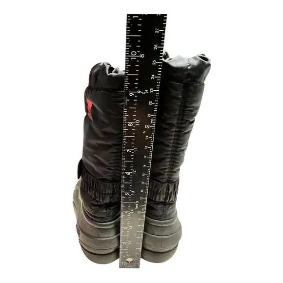 Youth Sorel Flurry Snow Winter Boot Sz US  1 EUR 32 BLACK RED $70 MSRP