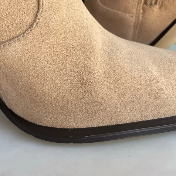 ZARA Beige Suede Leather Heeled Ankle Boots Booties Sz 41 US 9.5/ US 10