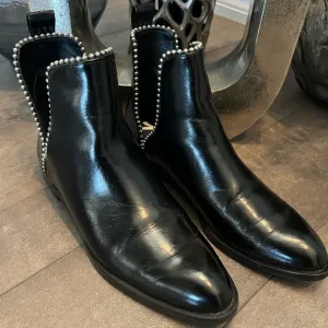 Zara Black Ankle Boots with Silver Studs