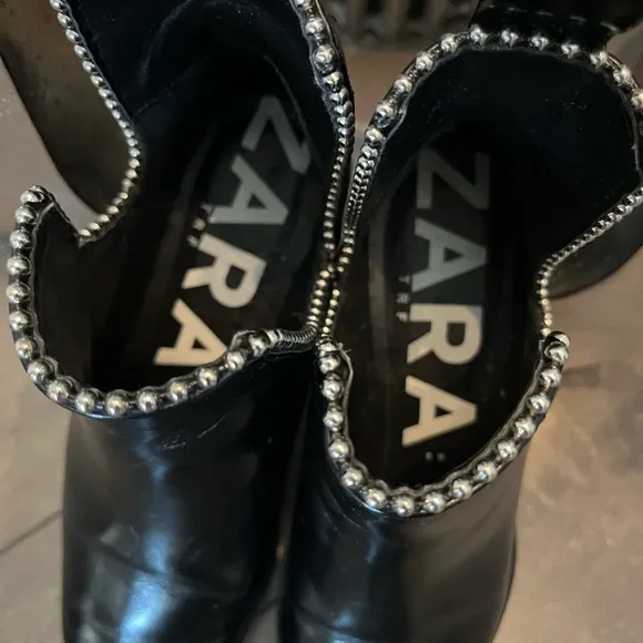 Zara Black Ankle Boots with Silver Studs