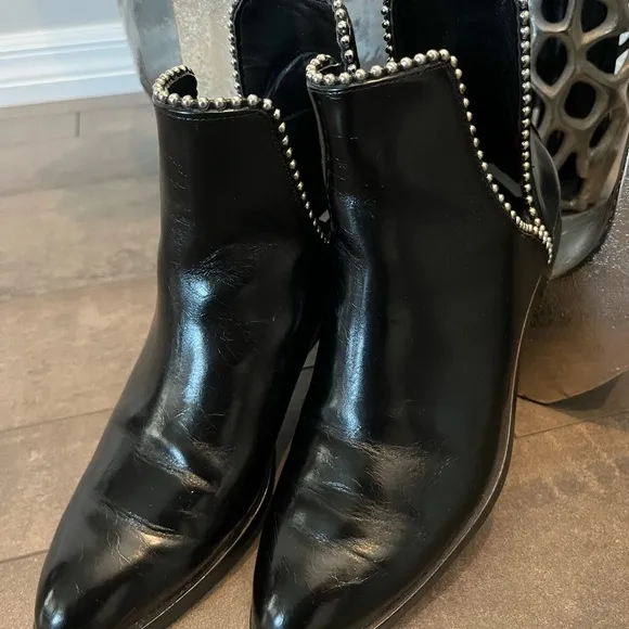 Zara Black Ankle Boots with Silver Studs